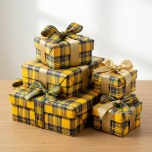Papel de embrulho Xadrez Escocês Amarelo