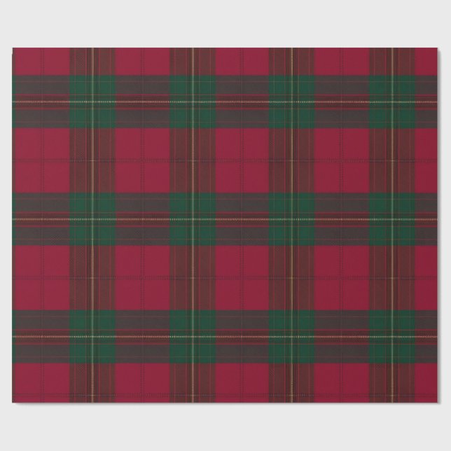 Papel de embrulho Xadrez Escocês Burgundy e Verde (Aberto)