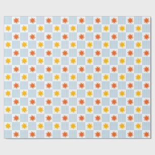 Papel de embrulho xadrez explosão solar multicolor