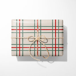 Papel de embrulho xadrez natalino vintage - Bege