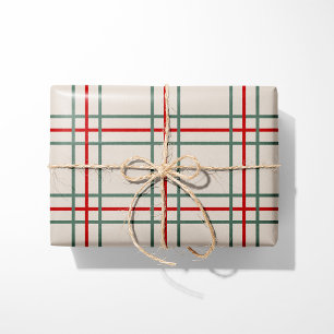Papel de embrulho xadrez natalino vintage - Bege