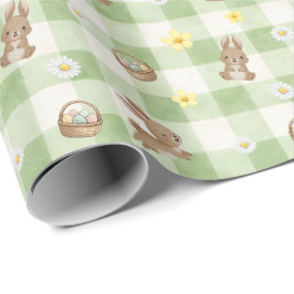 Papel de embrulho Xadrez Verde Coelho da Páscoa