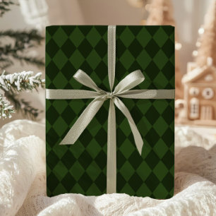 Papel de embrulho xadrez verde escuro