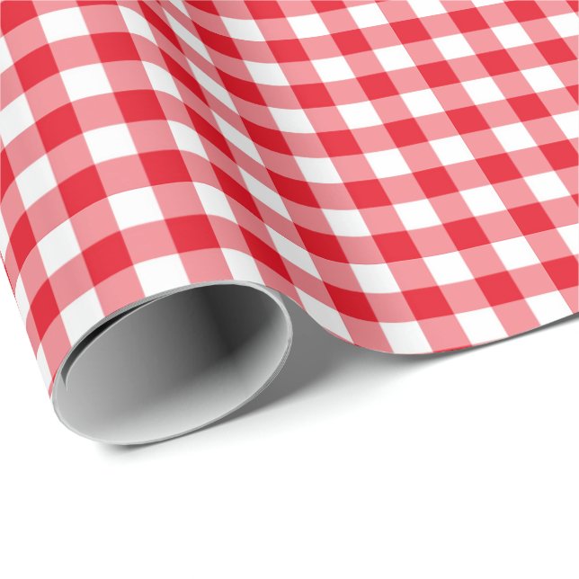 Papel de embrulho xadrez vermelho clássico (Ponta do rolo)