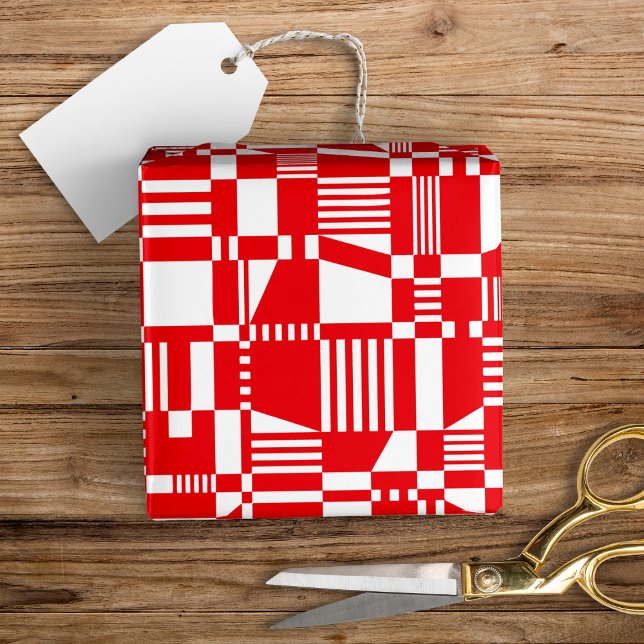 Papel de embrulho xadrez vermelho e branco moderno (Criador carregado)