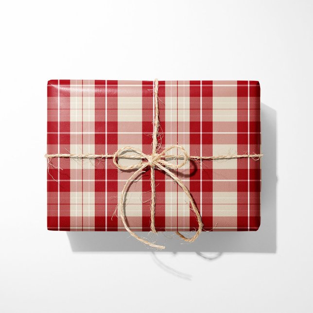 Papel de embrulho xadrez vermelho e creme clássico (Criador carregado)