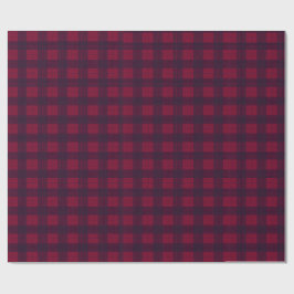 Papel de embrulho xadrez vermelho escuro e azul ma