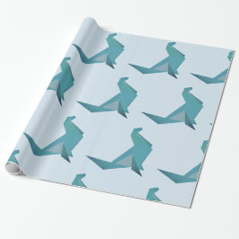 Papel de empacotamento de presente azul-foca