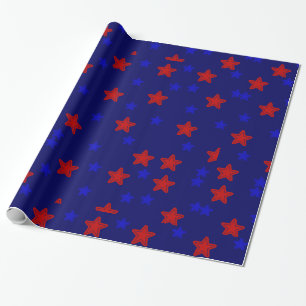 Papel de empacotamento de presente vermelho e azul