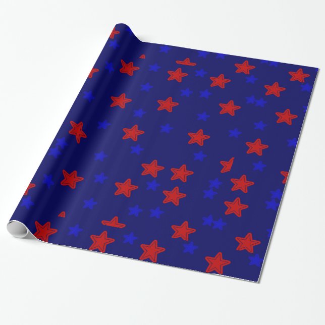 Papel de empacotamento de presente vermelho e azul (Desenrolado)