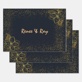 Papel de enrolamento personalizado preto e Dourado