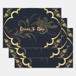 Papel de enrolamento personalizado preto e Dourado
