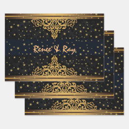 Papel de enrolamento personalizado preto e Dourado