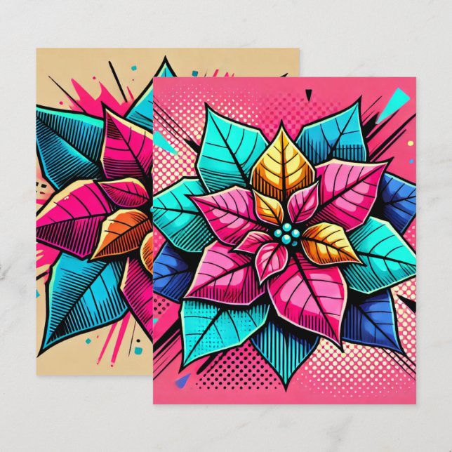 Papel de esboço para poinsettia de Pop artística v (Frente/Verso)