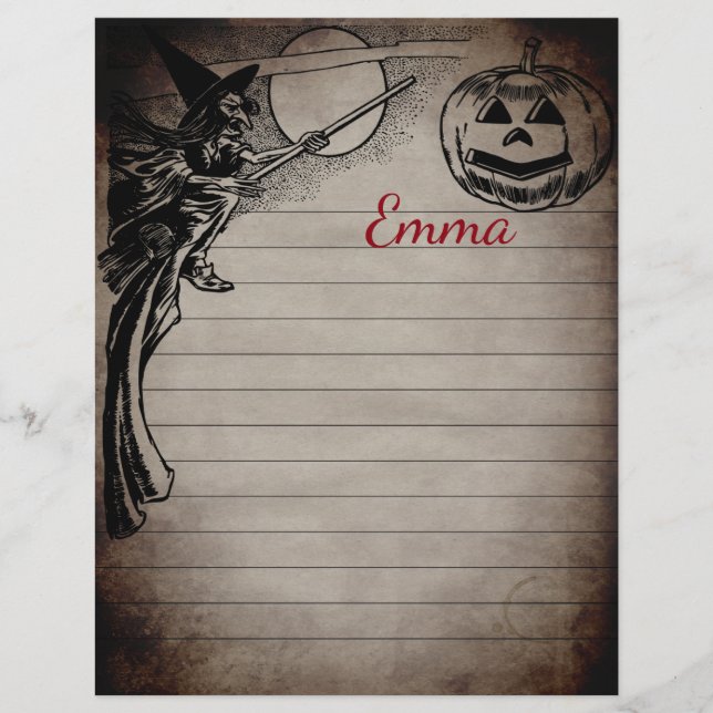 Papel De Escrapalha Vintage Halloween Com Linhas (Frente)