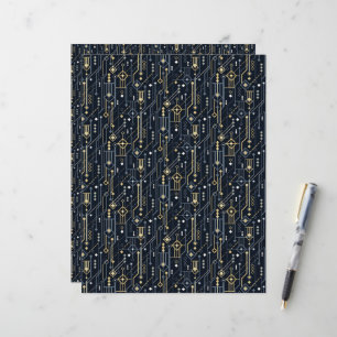 Papel de Escrapão Azul Geométrico e Deco de Arte D