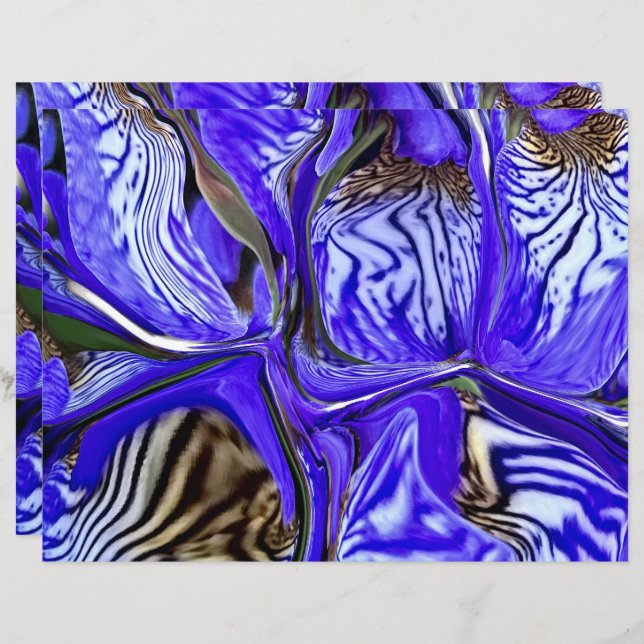Papel de Escrapão da Flor Íris Roxo (Frente/Verso)