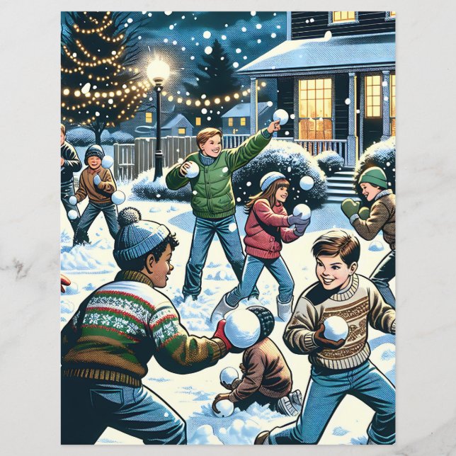 Papel De Escrapão De Luta Contra A Neve Dupla (Frente)