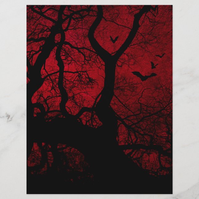 Papel de Escrapão do Red & Black Halloween Silhoue (Frente)
