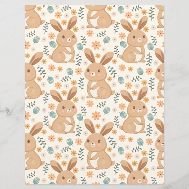 Papel de Escrapbook de Bunnies Bonitos (Frente)