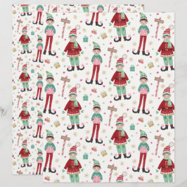 Papel De Escrapbook Elf De Natal Ilustrado E Bonit