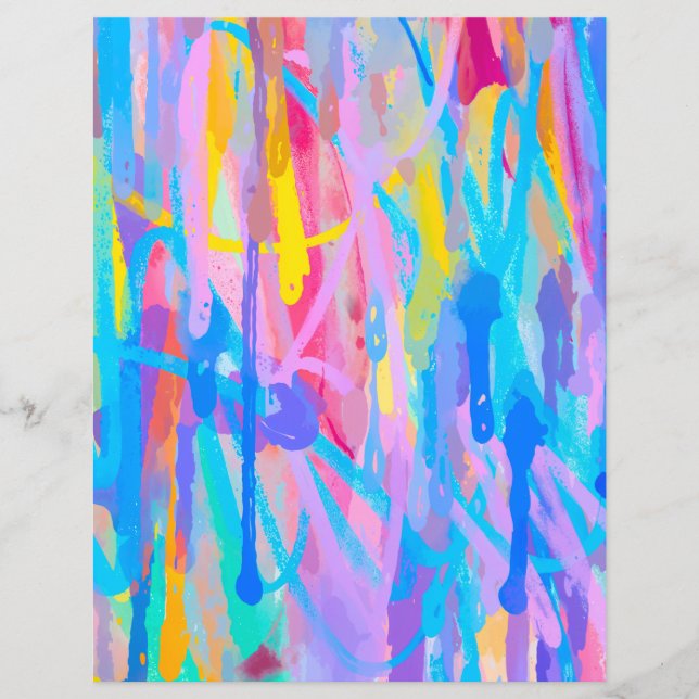 Papel de Escrapbook em Cascata Vibrante (Frente)