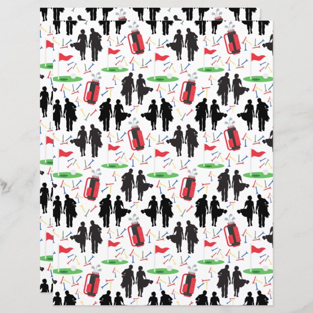 Papel de Escrapbook para Casais de Golf (Frente/Verso)
