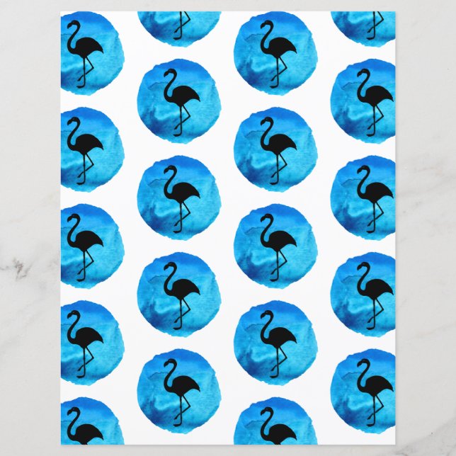 Papel De Escravagem Do Padrão Flamingo Azul Escuro (Frente)