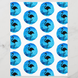 Papel De Escravagem Do Padrão Flamingo Azul Escuro