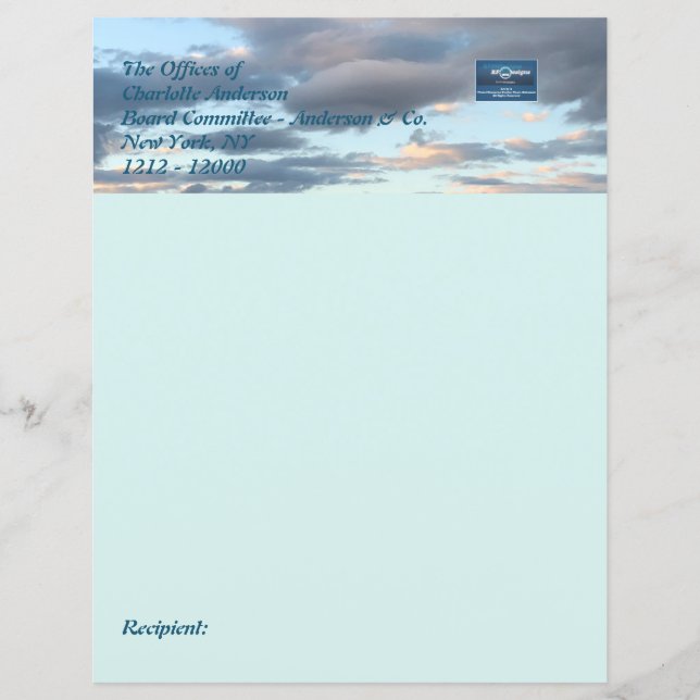 Papel de Escritório (Azul Celeste) RFPMDesigns ©️2 (Frente)