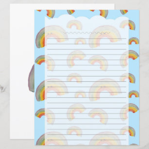 Papel de Escritório Azul Claro Kawaii Arco-íris