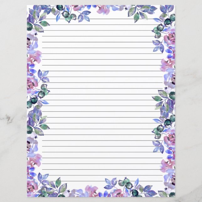 Papel de Escritório com Monograma Floral Elegante (Frente)
