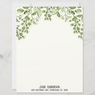 Papel de Escritório Folhas Verdes e Bagas