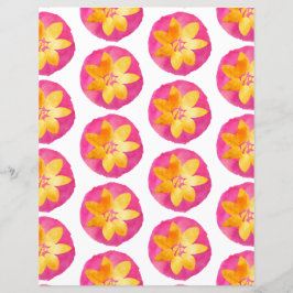 Papel de Flor Tropical de Cor Amarelo-Cor Rosa