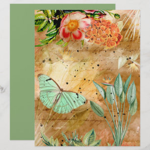 Papel de Folhagem de Folhagem de Flores de Borbole