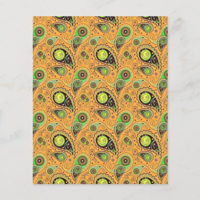 papel de fundo de scrapbook de paisley laranja (Frente)