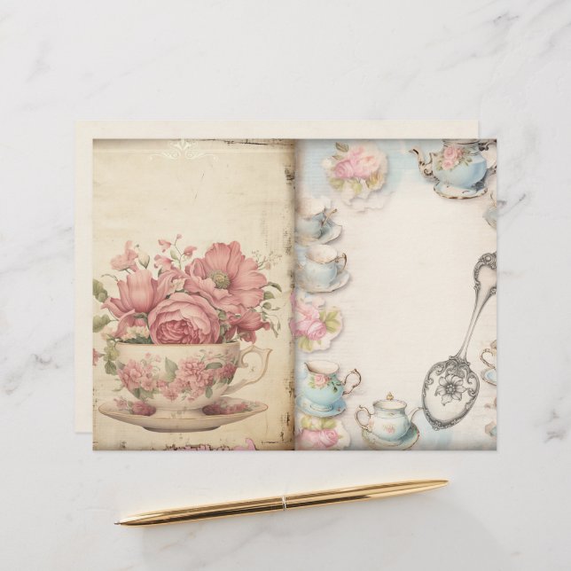 Papel de Jornalzinho de Recortes Hora do Chá (Frente/Verso In Situ)