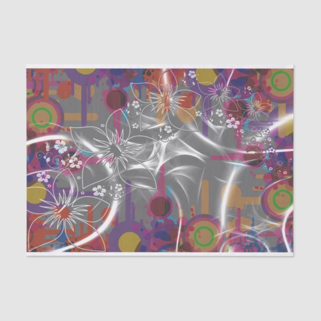 Papel de lenços de abstrato e flores (Frente )