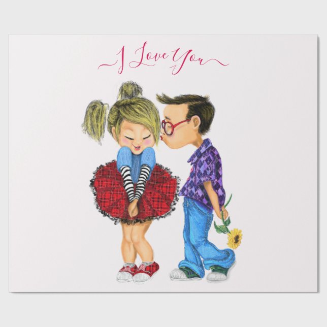 Papel De Maçã De Presente De casal - Eu Te Amo (Aberto)