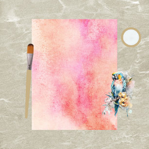 Papel de mastro, cor-de-água, rosa e laranja