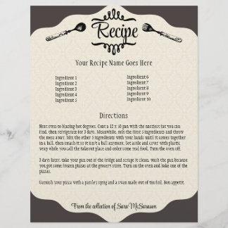 papel de menu de receitas de cozinhar de bifurcaçã