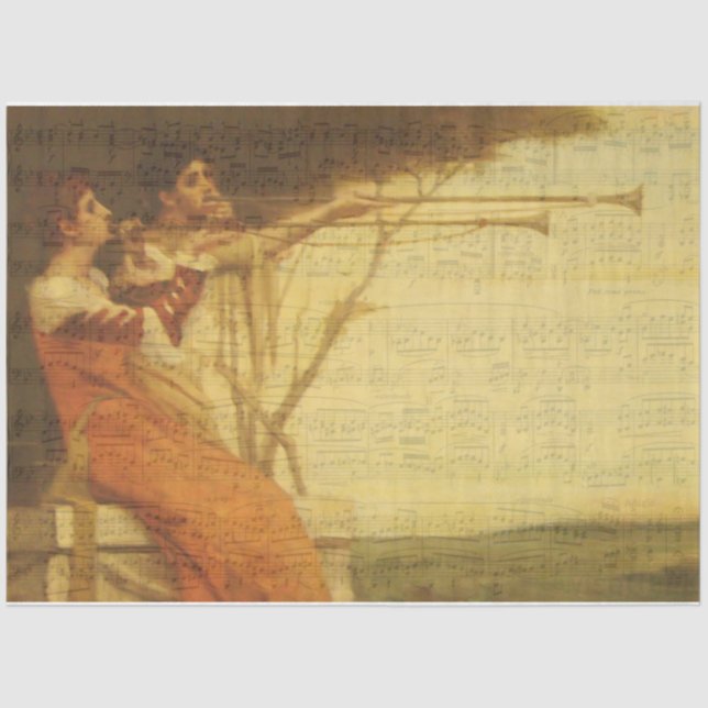 Papel de música para mulheres tocando trompetes (Frente )