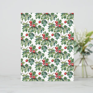 Papel de Natal de Aquarela Clássica com Azevinho e