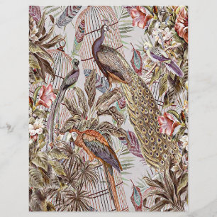 Papel de origami de pássaros tropicais vintage