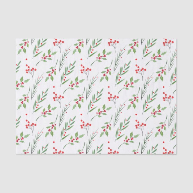 Papel de Padrão Botânico Misto de Natal (Frente )