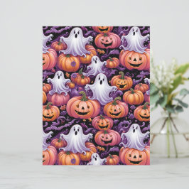 Papel de padrão de fantasmas assustadores fofos e 