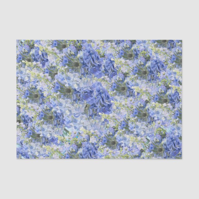 Papel de Padrão de Hydrangeas Azul (Frente )