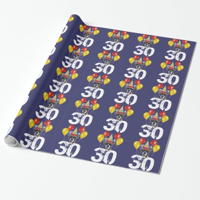 Papel de papel de embrulho azul do cão do (Desenrolado)