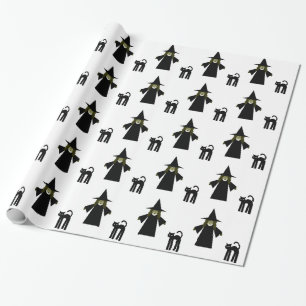 Papel de papel de embrulho da bruxa e do gato pela