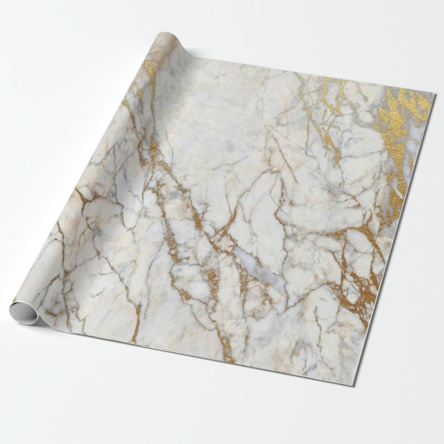 Papel de papel de embrulho de mármore e Dourado (Desenrolado)